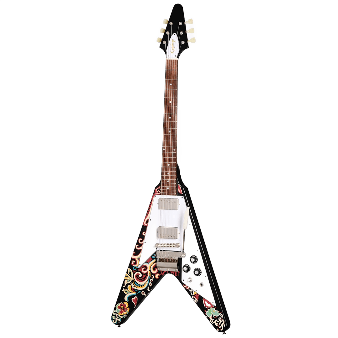Epiphone Ecjhfv-EB JIMI Hendrix LOVE Drops Flying V Ebony
