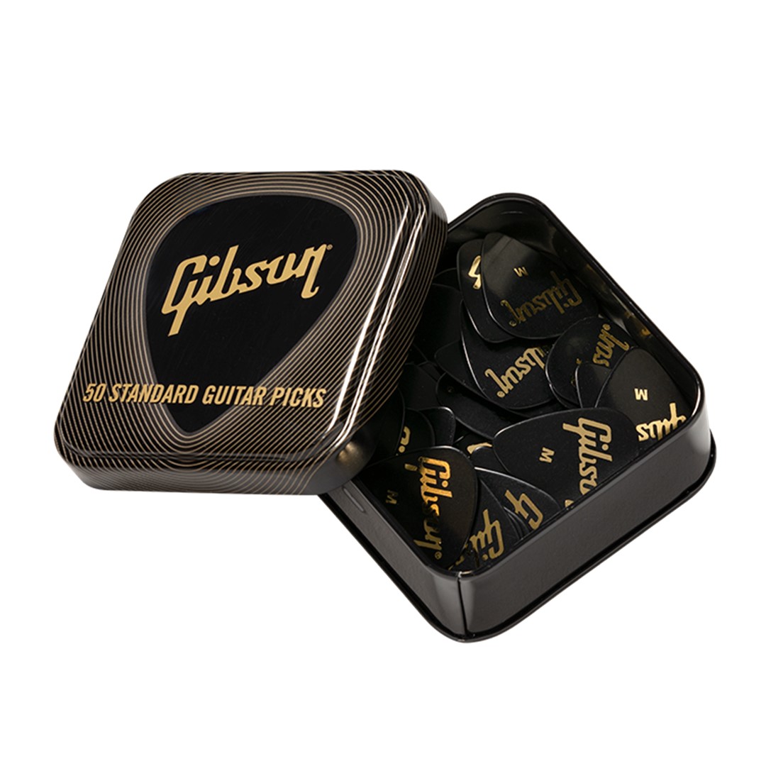Gibson APRGG50-74T Standard Thin Black Pick Tin (50pcs)