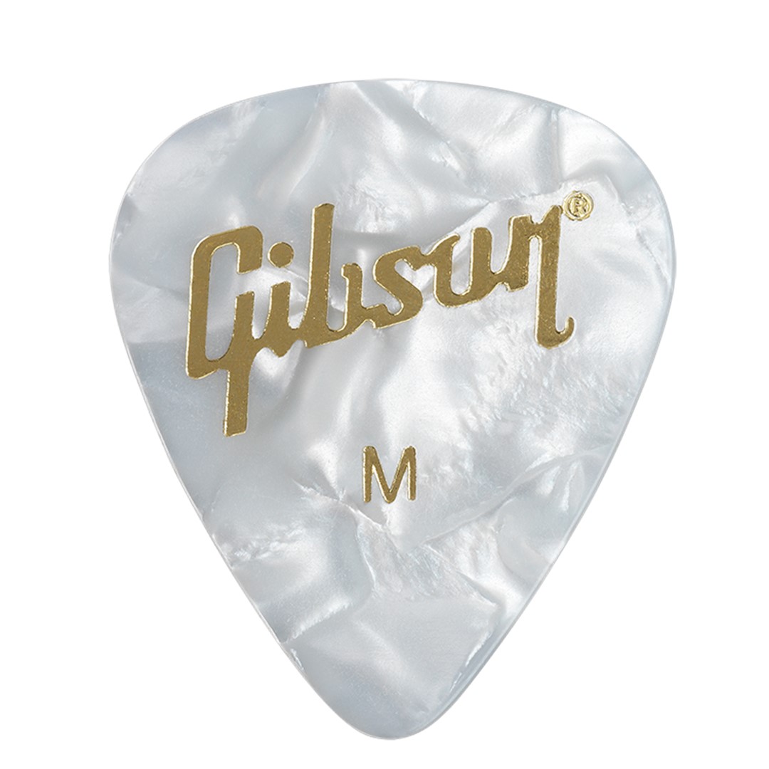 Gibson APRW12-74M Medium White Pearl Picks (12 Pack)
