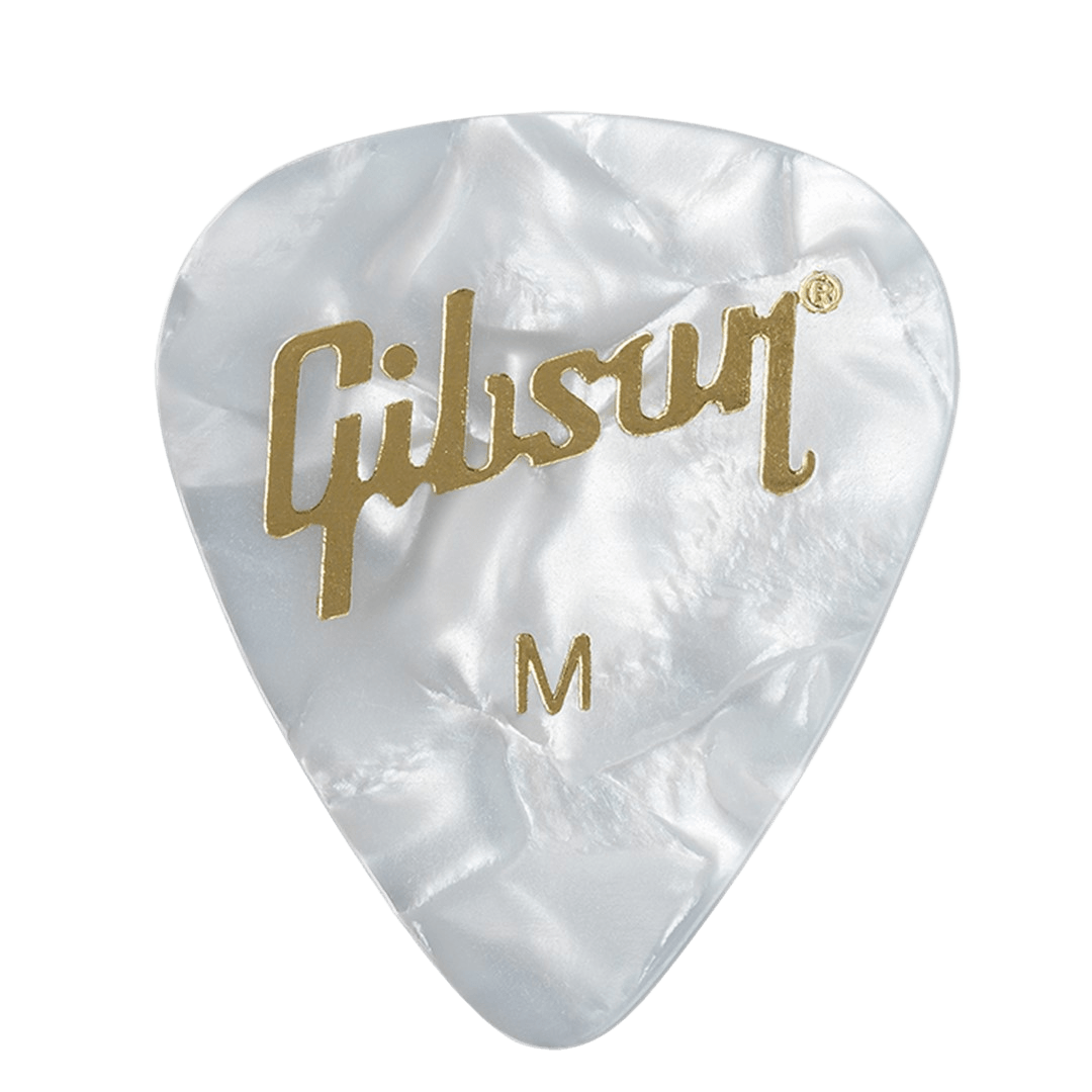 Gibson APRW12-74M Medium White Pearl Picks (12 Pack)