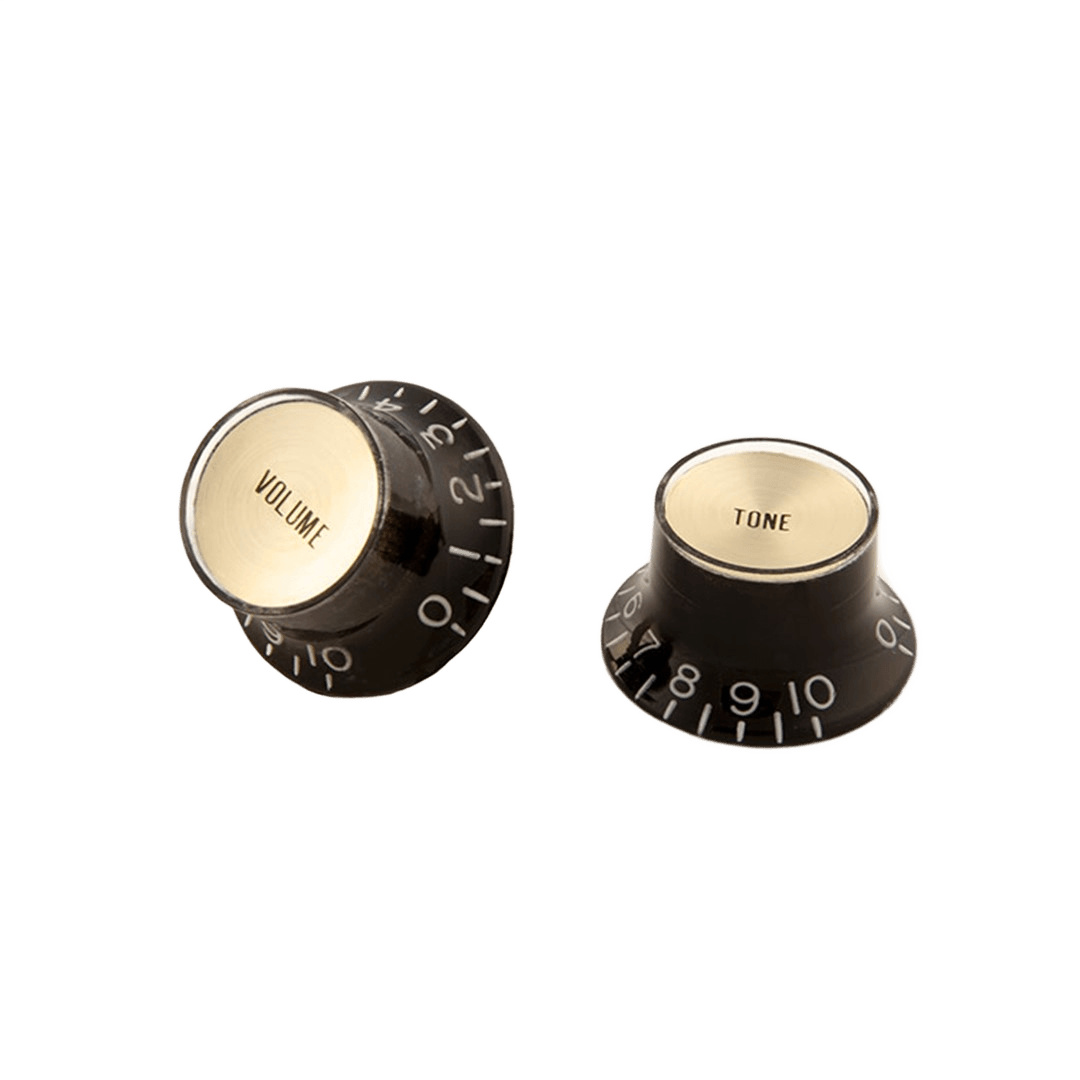 Gibson PRMK-020 Black TOP HAT Knobs WITH Inserts (4 PACK)