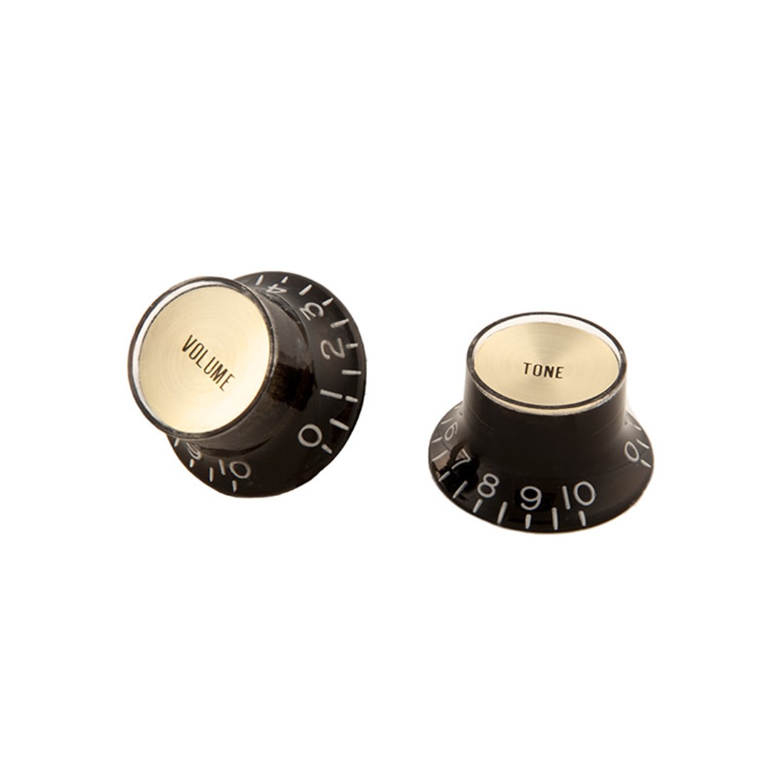 Gibson PRMK-020 Black TOP HAT Knobs WITH Inserts (4 PACK)