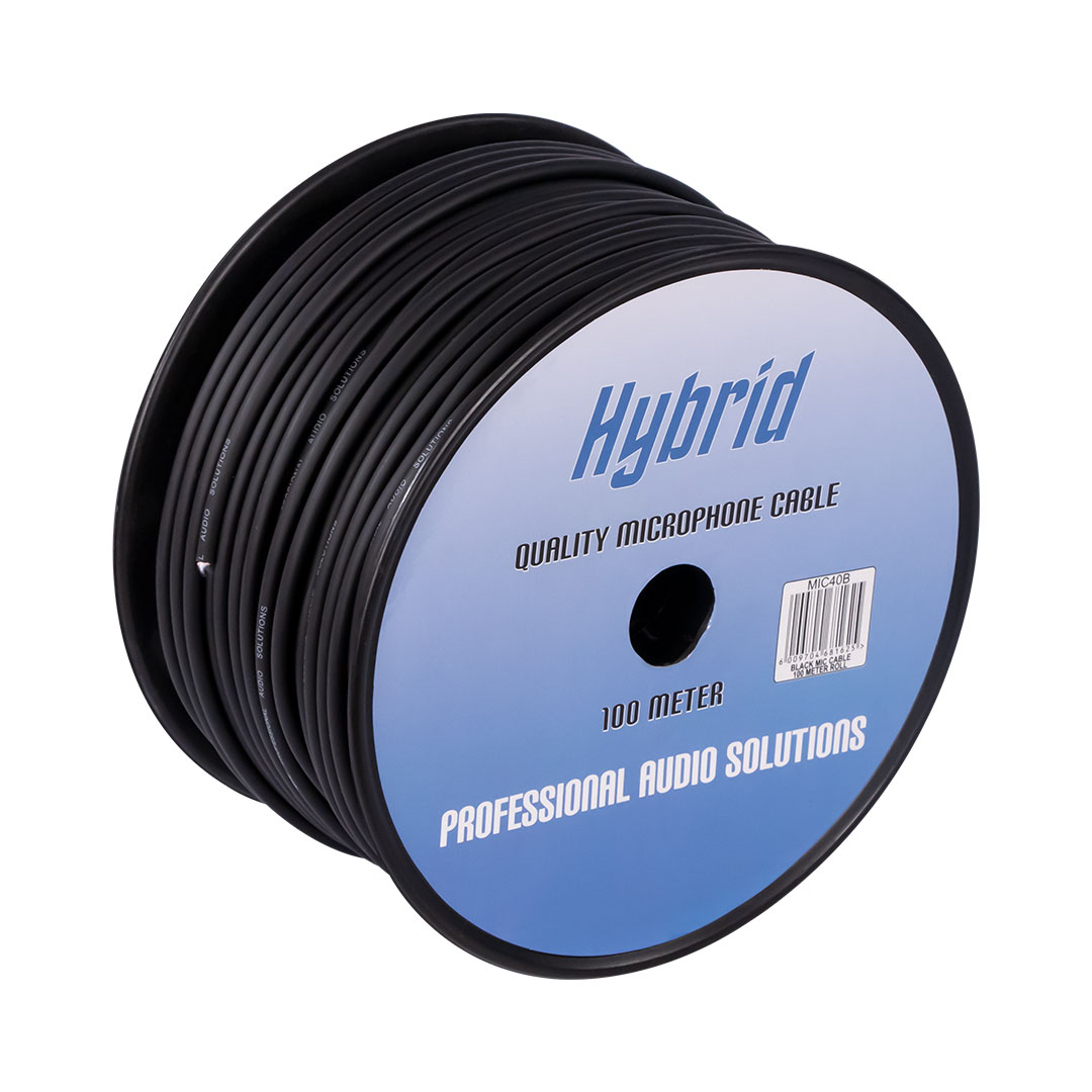 Hybrid Mic Cable – Black, 100 metre roll