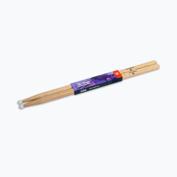 On Stage HN5A Hickory Drum Sticks (5A. Nylon Tip. 1pr)