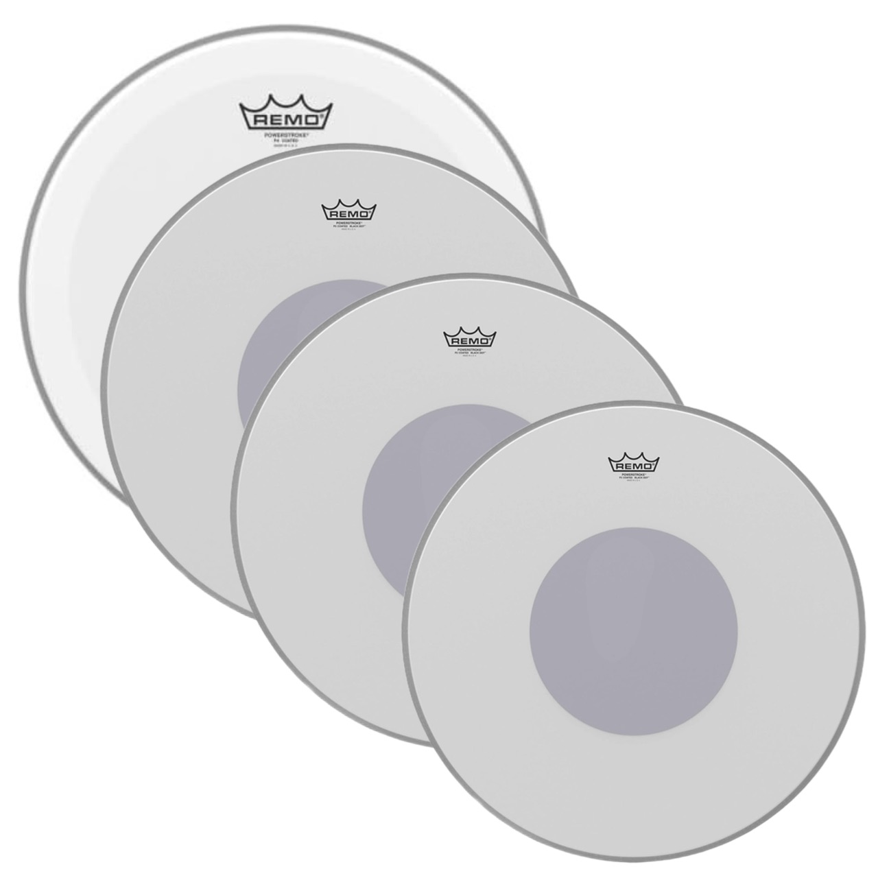 Remo Batter Batter. POWERSTROKE 4. Coated. 14in Diameter. Clear Dot