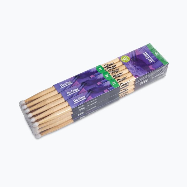On Stage HN7A Hickory Drum Sticks (7A. Nylon Tip. 12pr)