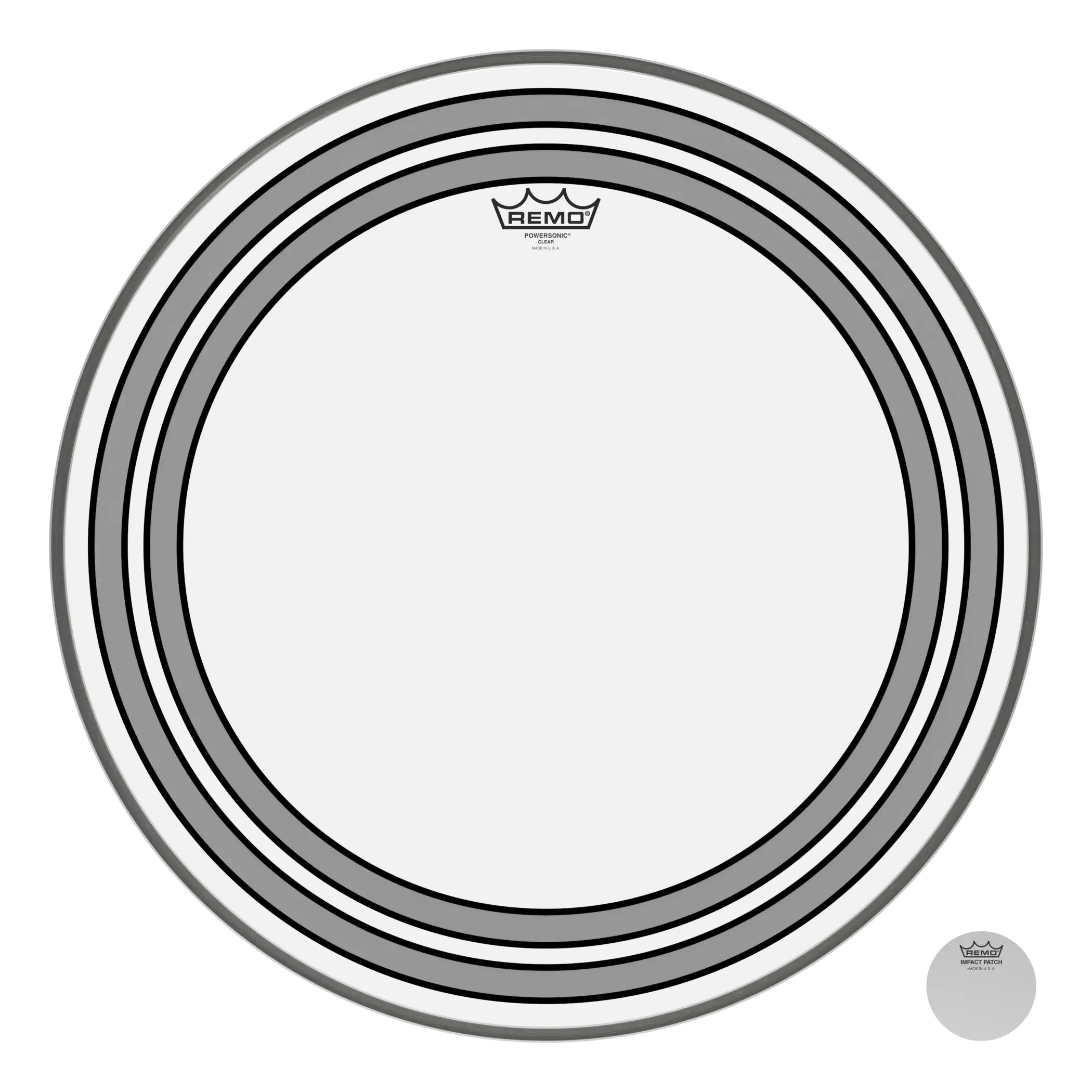 Remo Batter Bass. POWERSONIC. Clear. 22in