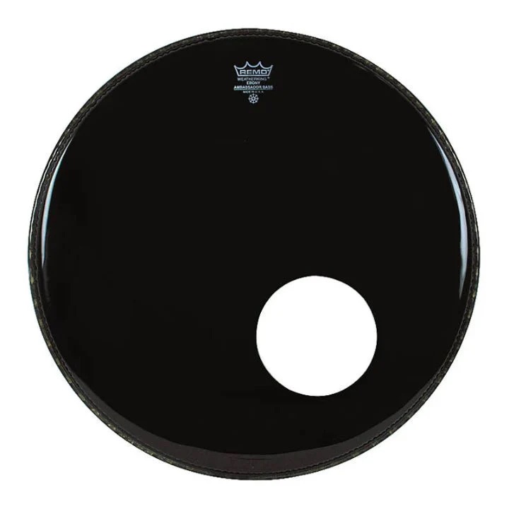 Remo Encore Reso Bass. AMBASSADOR. EBONY. 22in Diameter. 5in Black DynamO Installed