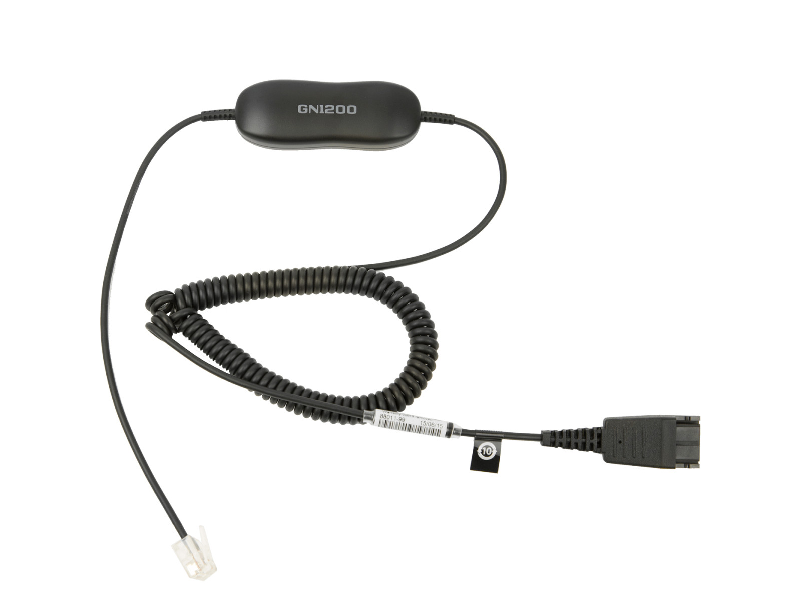Jabra - Smart CORD. QD TO RJ10. Coiled. 0.7 - 2 Meters. WITH 8-Position Switch Configurator