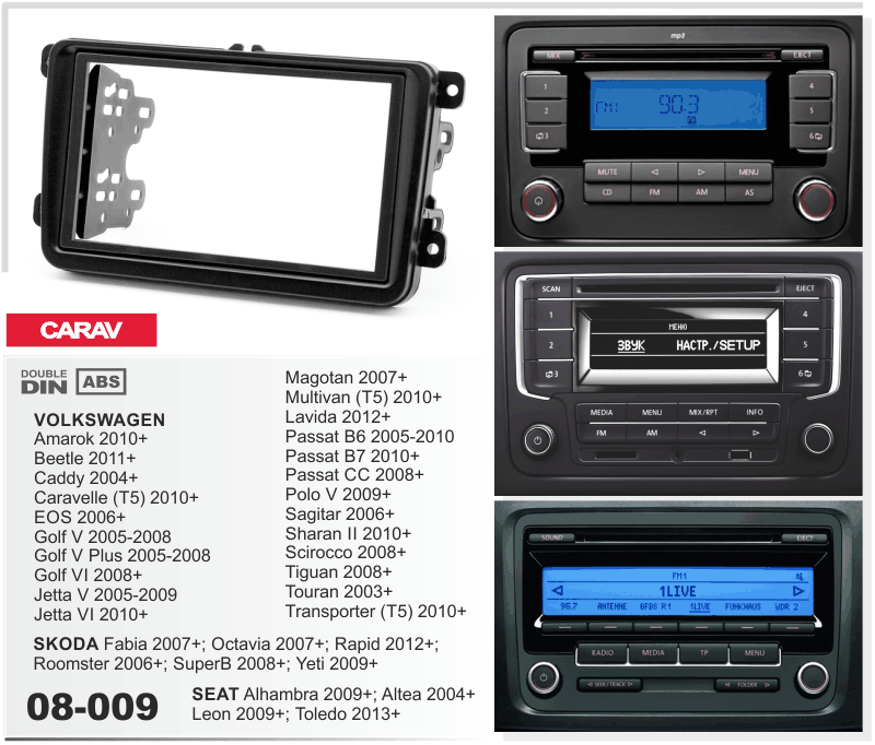 90008009- 2-Din VW Golf 5/6 Jetta 5/6 + Many More Models Trim