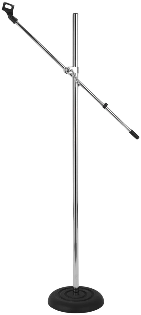Boom Arm Round Base Silver Mic Stand