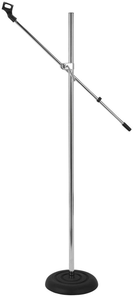 Boom Arm Round Base Silver Mic Stand