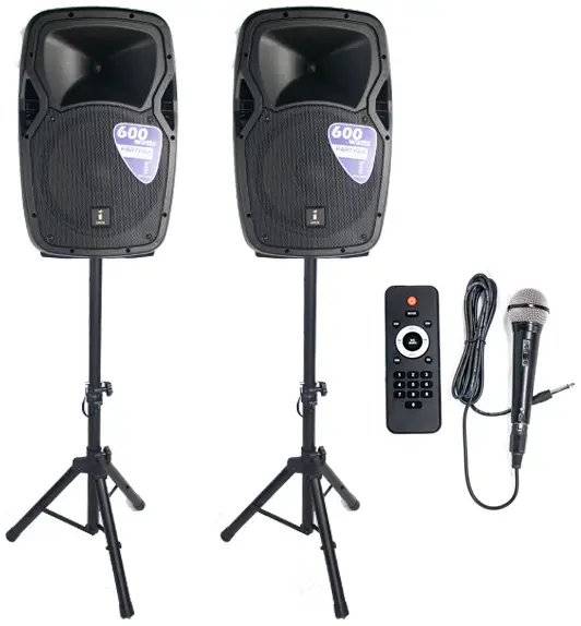 Party 12A 12″ Active Speaker Set w/ Stands And Mic