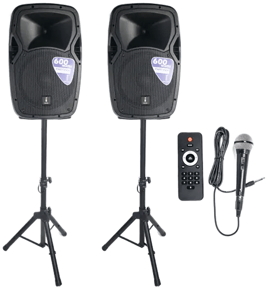 Party 12A 12″ Active Speaker Set w/ Stands And Mic