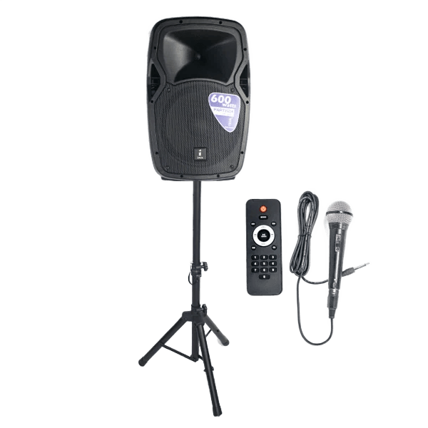 Party 15A 15″ Active Speaker w/ Stand And Mic