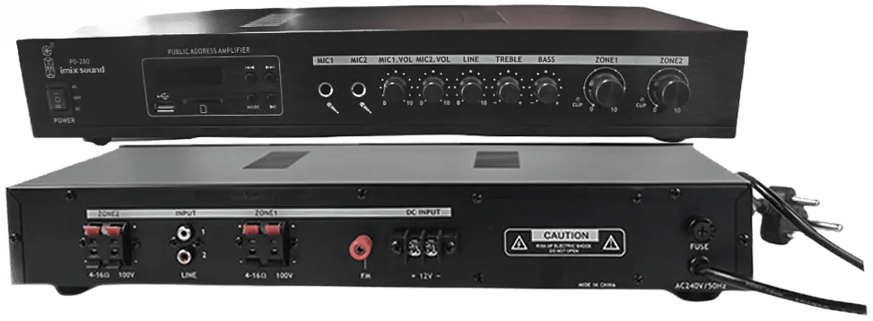 PD280 Mixer Amplifier Dual Zone 100V / 4-16Ω (2 × 60W)