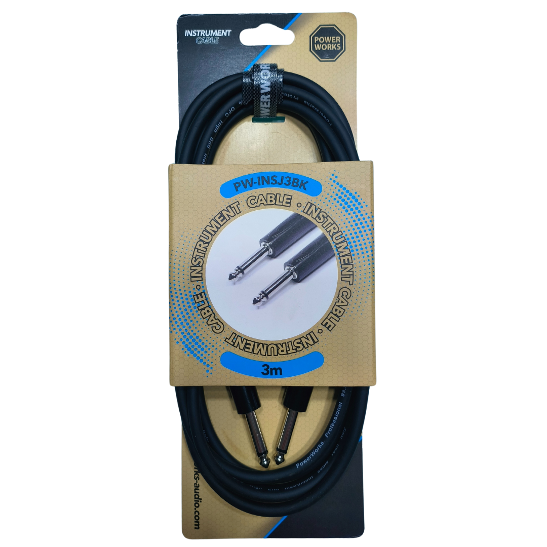 Powerworks PW-INSJ3BK 3M Instrument Cable-Black Monojack