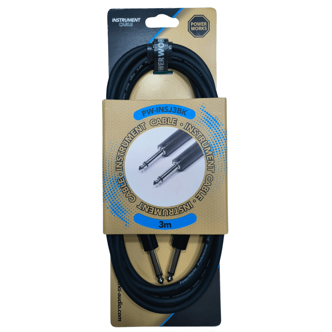 Powerworks PW-INSJ3BK 3M Instrument Cable-Black Monojack