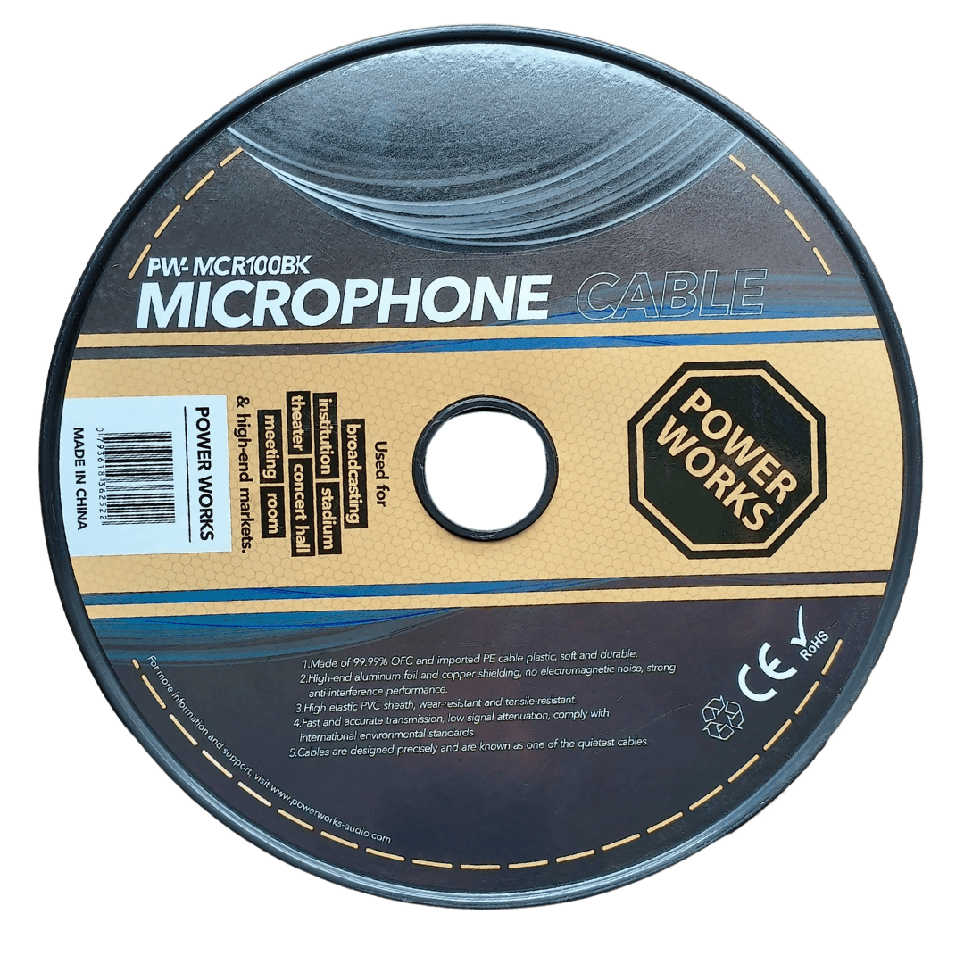 Powerworks PW-MCR100BK 100M ROLL Microphone Cable
