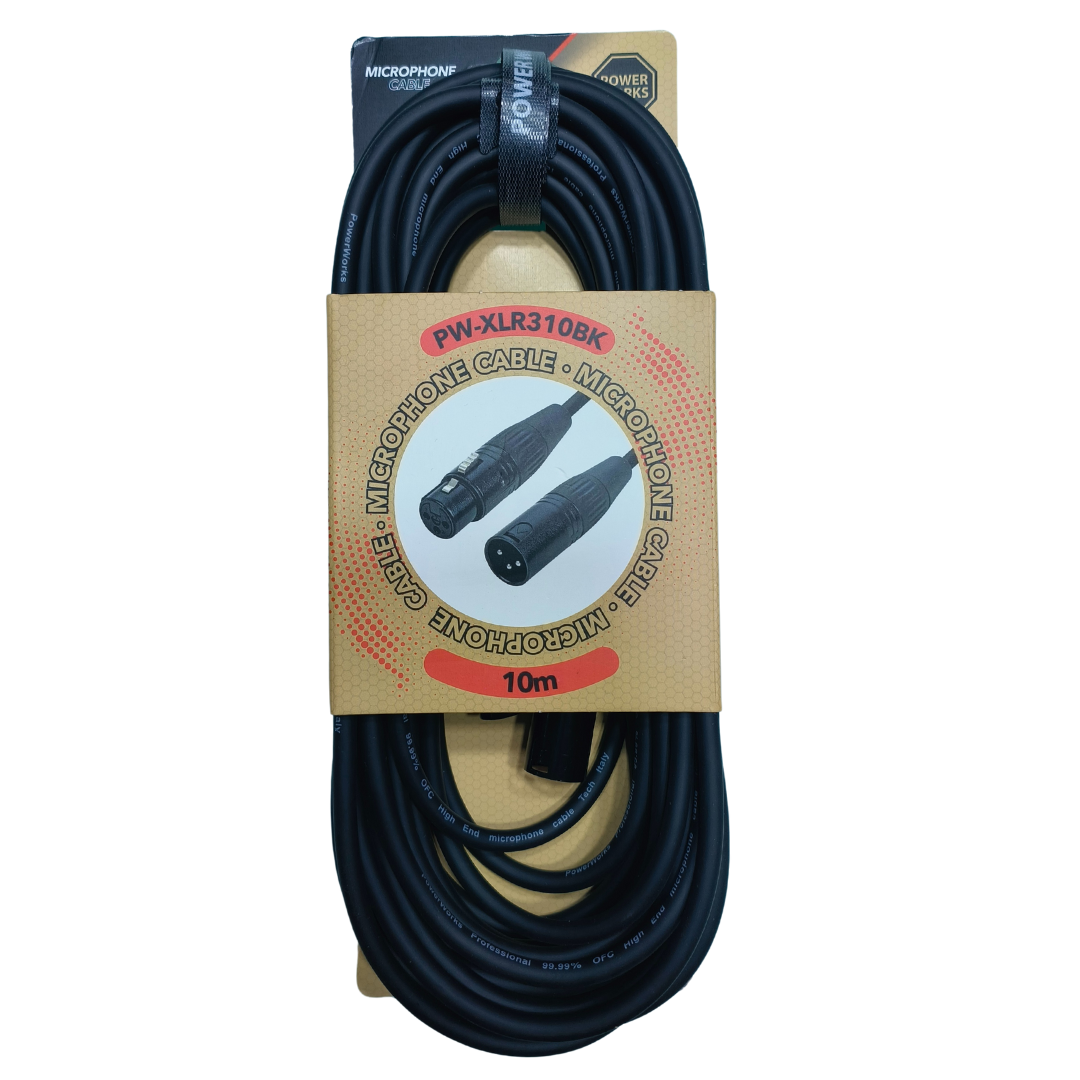 Powerworks PW-XLR310BK 10M XLR MALE TO Female Cable
