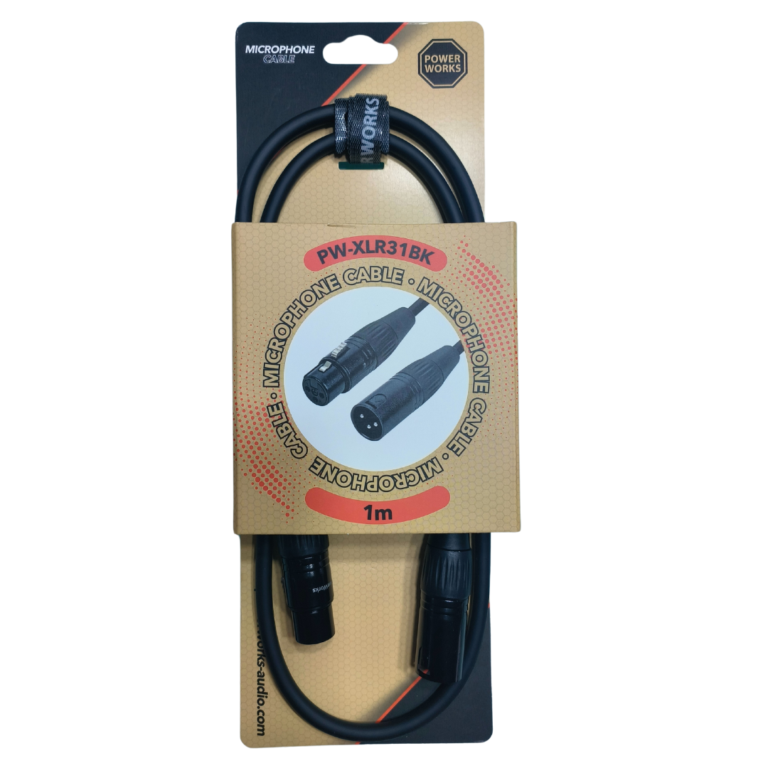 Powerworks PW-XLR31BK 1M XLR MALE TO Female Cable