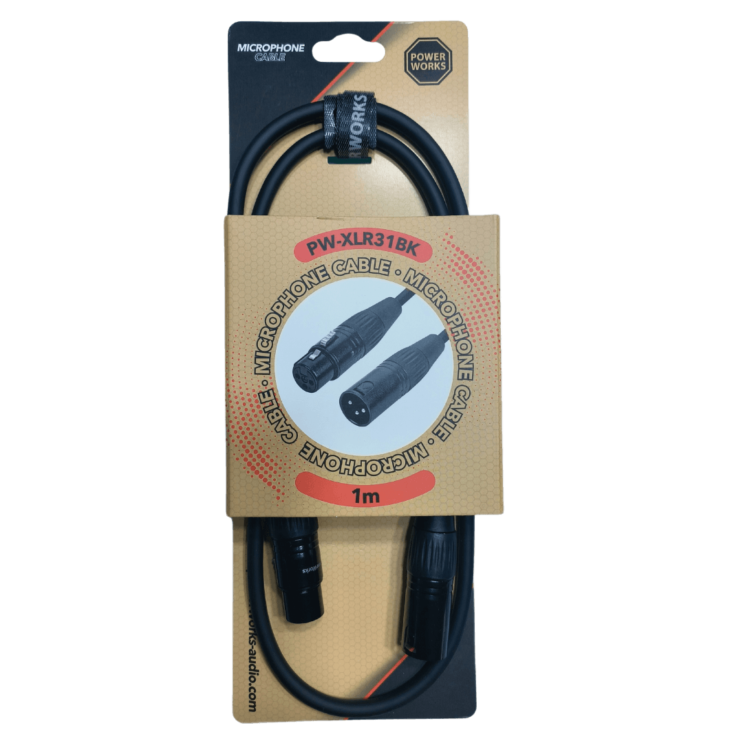 Powerworks PW-XLR31BK 1M XLR MALE TO Female Cable