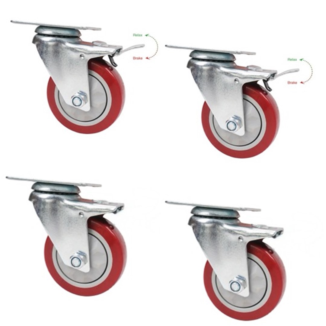 Powerworks Zethus-218SPW-WH Wheel Kit(4 Pcs,2 Locking)