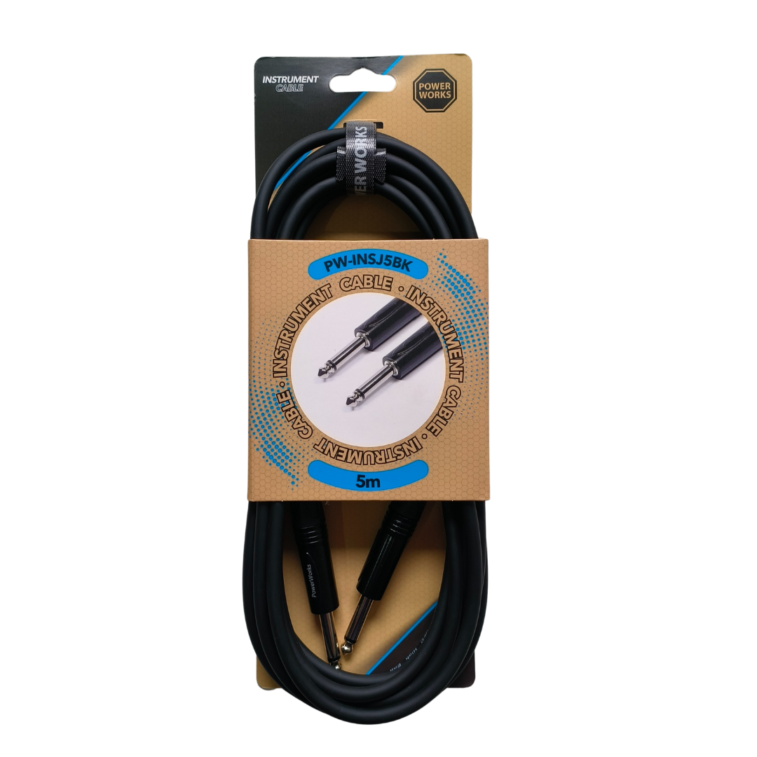 Powerworks PW-INSJ5BK 5M Instrument Cable-Black Monojack