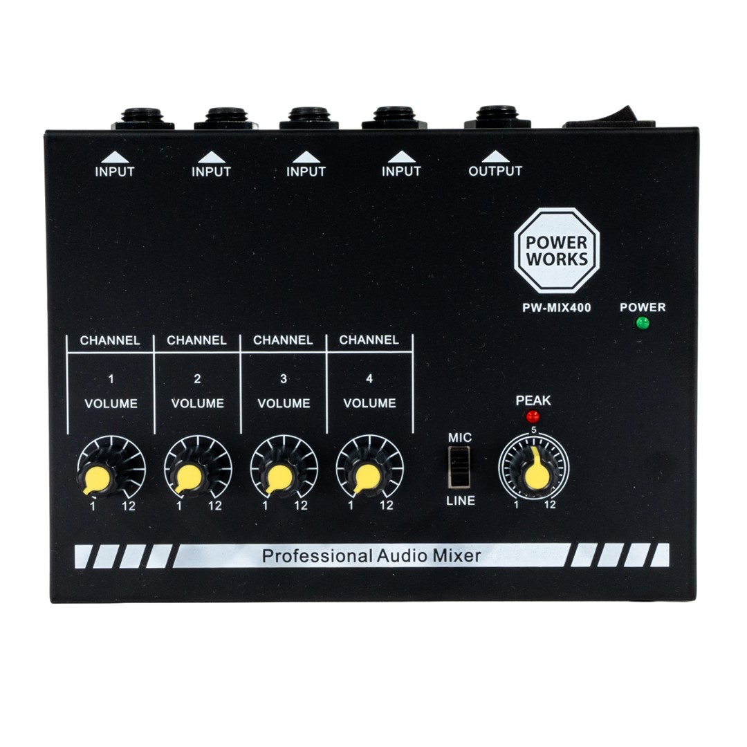 Powerworks PW-MIX-400 4-Channel MINI Audio Mixer