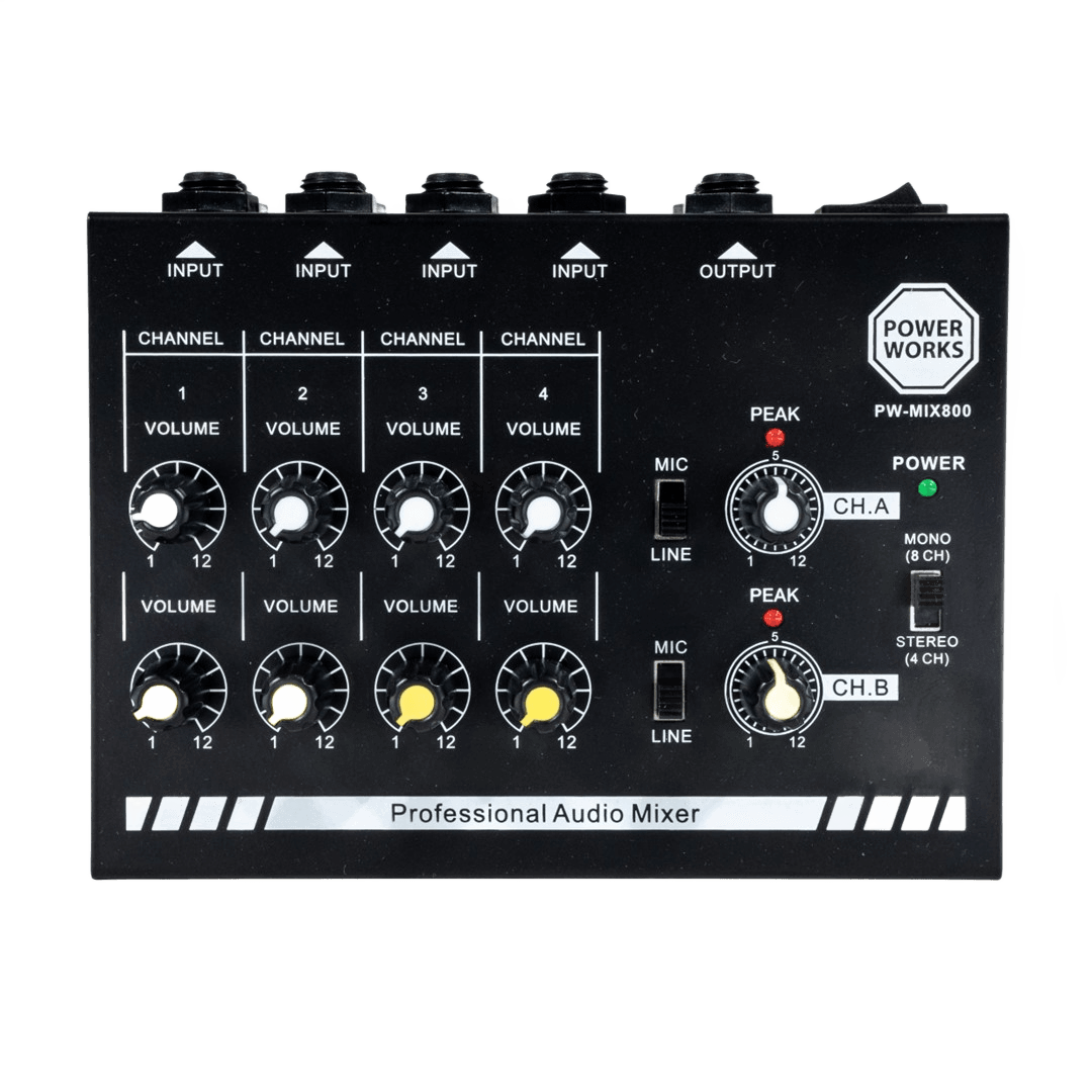 Powerworks PW-MIX-800 8-Channel MINI Audio Mixer