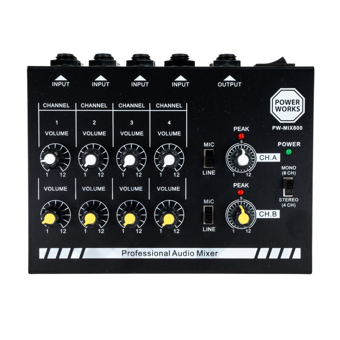 Powerworks PW-MIX-800 8-Channel MINI Audio Mixer