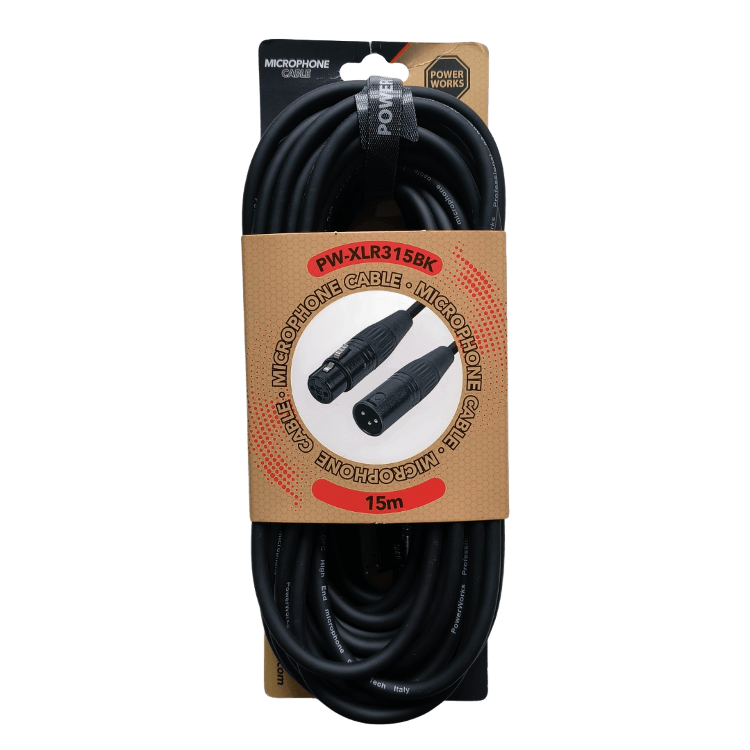 Powerworks PW-XLR315BK 15M XLR MALE TO Female Cable
