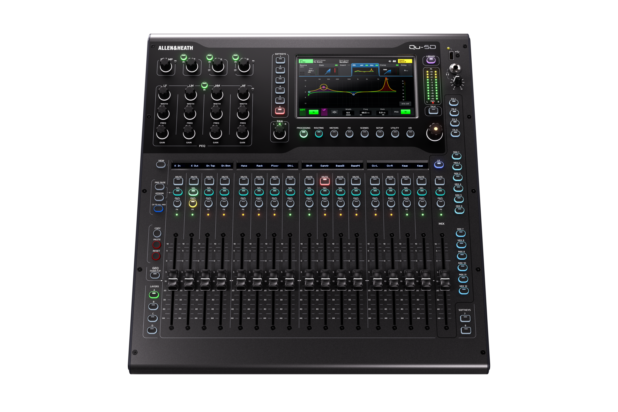 Allen & Heath QU 5D 17 fader 32 input 6 mono 6 stereo aux 4 matrix 6FX 96kHz Dante mixer