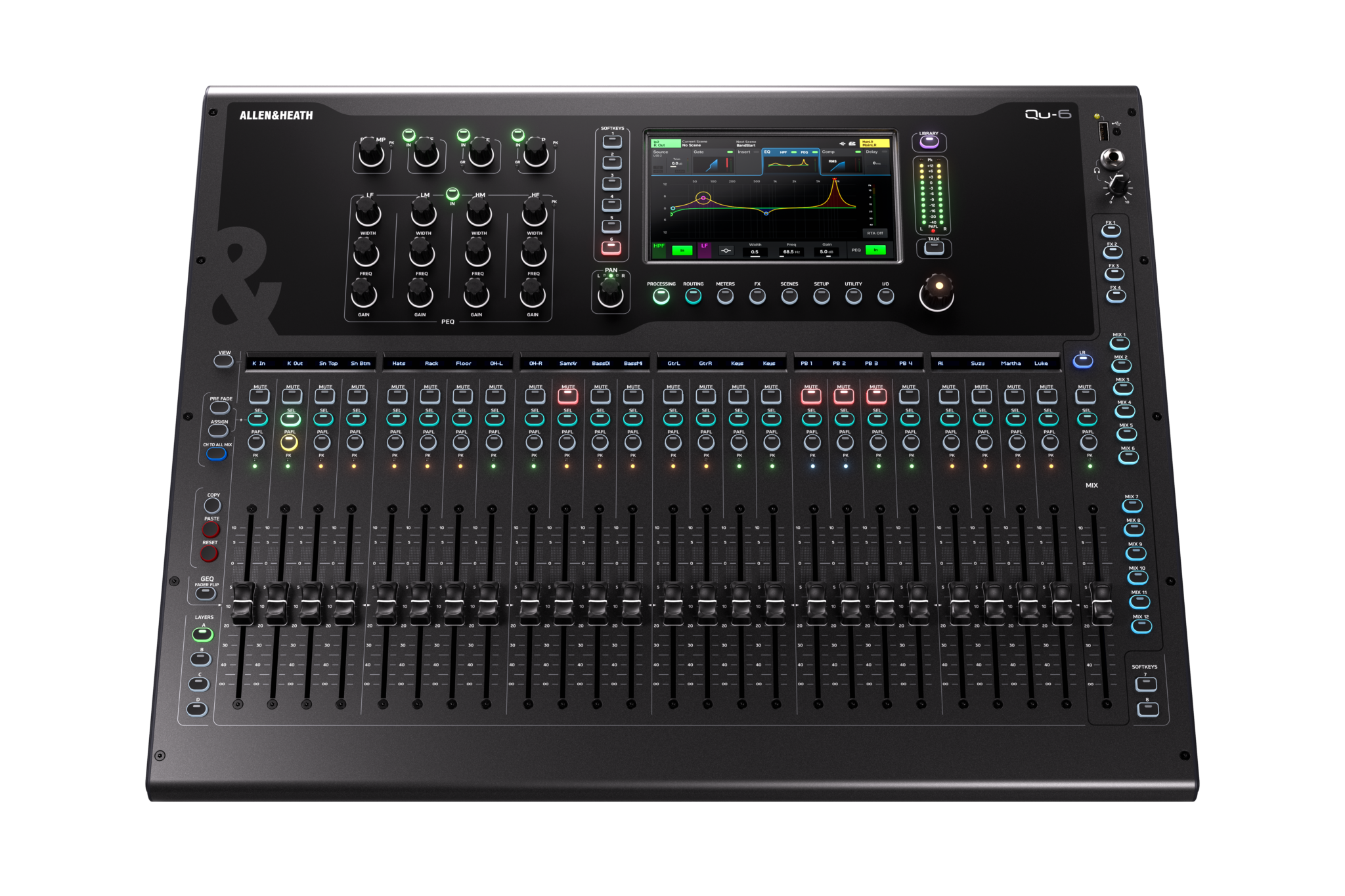 Allen & Heath QU 6 25 fader 32 input 6 mono 6 stereo aux 4 matrix 6FX 96kHz mixer