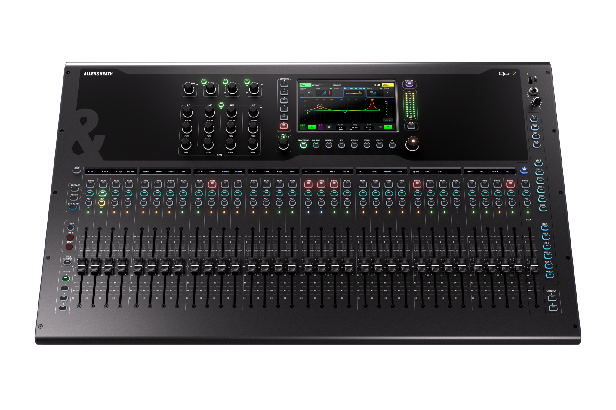 Allen & Heath QU 7 33 fader 32 input 6 mono 6 stereo aux 4 matrix 6FX 96kHz mixer