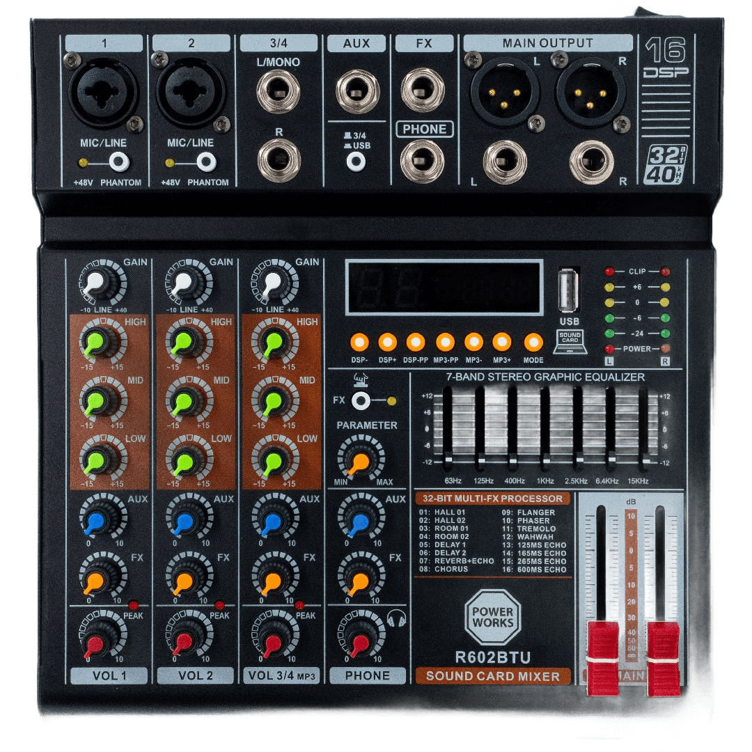 PowerWorks R602BT USB 4-channel Analogue Mixer