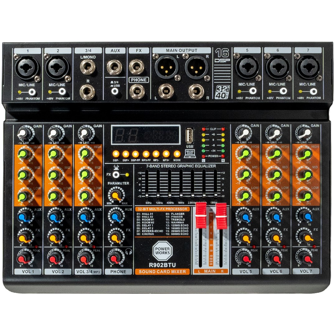 PowerWorks R902BT-USB 8-channel Analogue Mixer