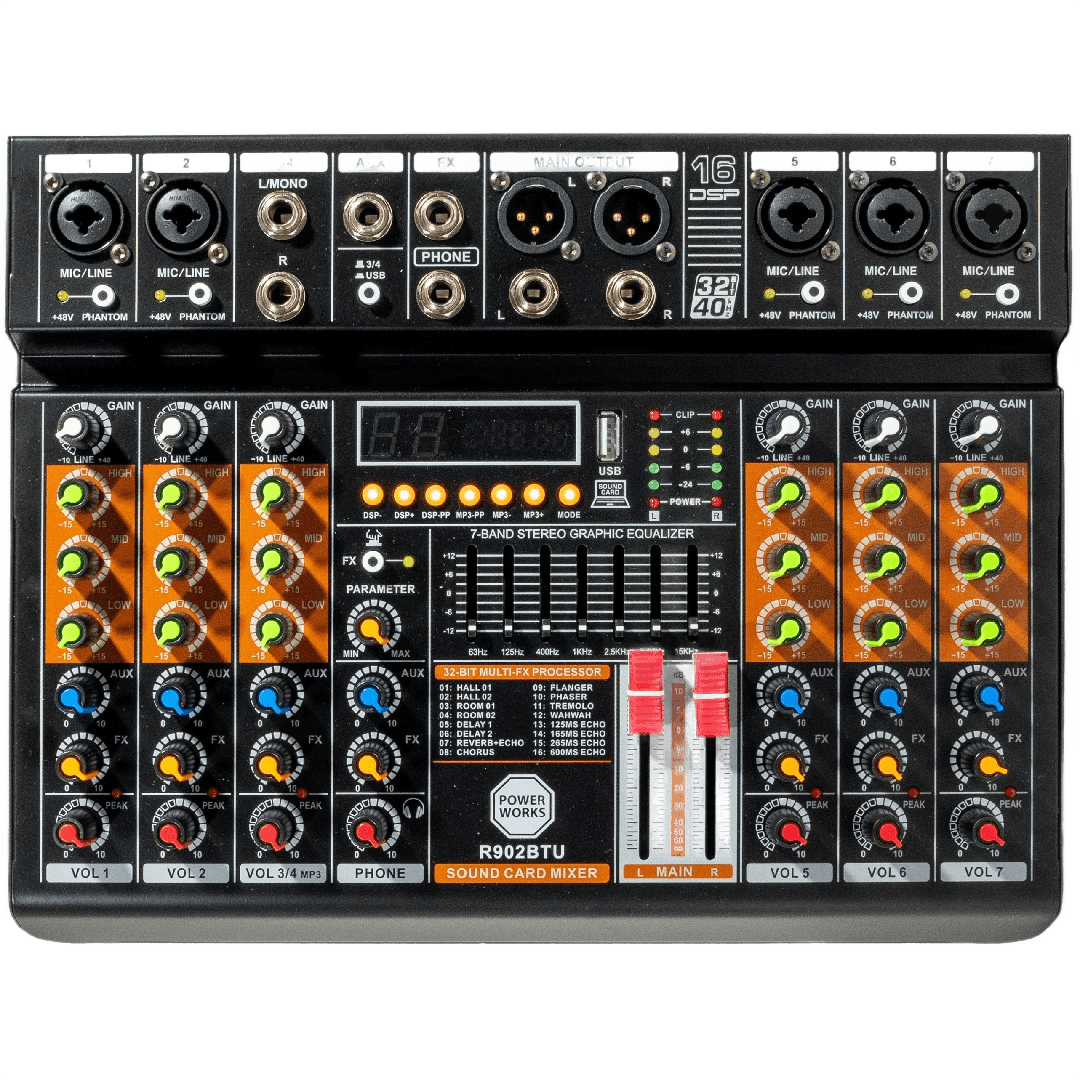 PowerWorks R902BT-USB 8-channel Analogue Mixer