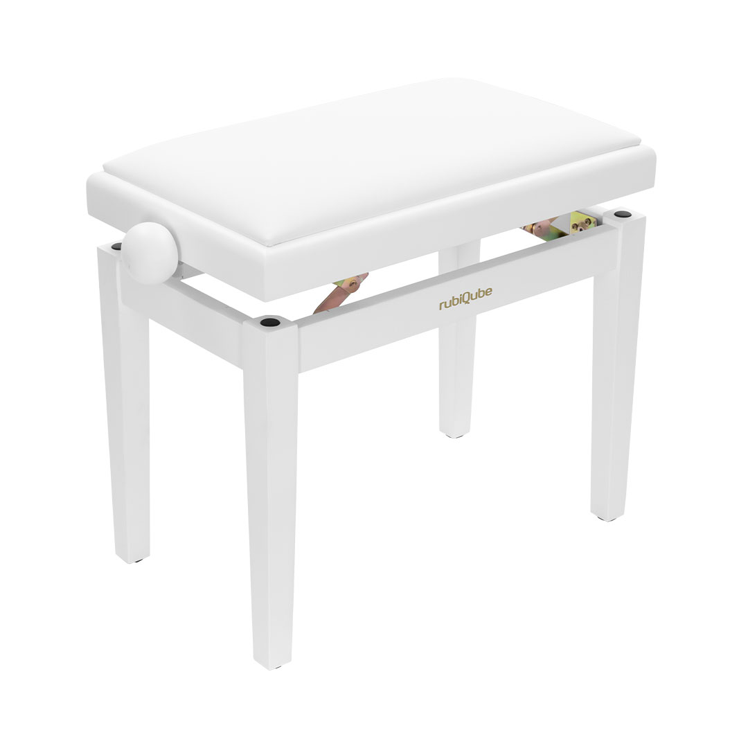 rubiQube SB018W adjustable piano bench white
