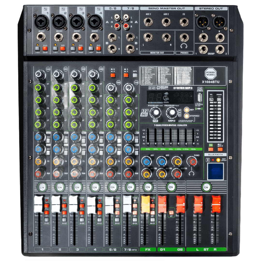 PowerWorks X1604BT-USB 4 Mono/2 Stereo Channel Mixer